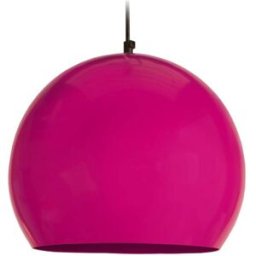 Tosel Lámpara de suspensión globo metal negro pantalla rosa