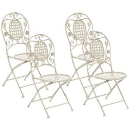 Beliani Conjunto de 4 sillas de jardín plegables Metal Blanco crema