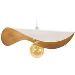 Tosel Lámpara de suspensión irregular metal blanco pantalla blanco y oro