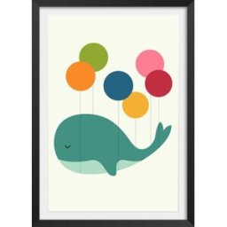 Hexoa Póster de globo de ballena con marco negro 30x45cm
