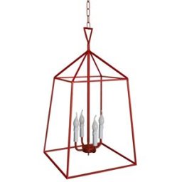 Tosel Lámpara de suspensión metálica cuadrada rojo D43 cm