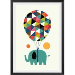 Hexoa Póster infantil jumbo globo aerostático con marco negro30x45cm