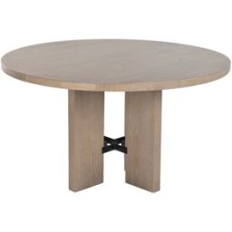 NIYLO Mesa redonda de comedor de fresno marrón 135x135x75 cm