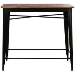 NIYLO Mesa de bar de acero marrón 120x66x102 cm