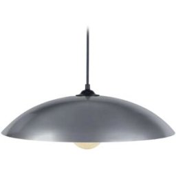 Tosel Lámpara de suspensión cúpula metal negro pantalla aluminio