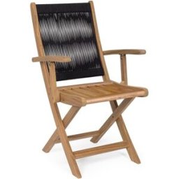 Outdoor living Conjunto de 4 sillas de madera negra