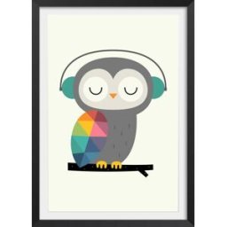 Hexoa Póster de búho de música con marco negro 30x45cm