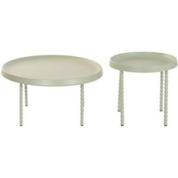 NIYLO Conjunto de 2 mesitas auxiliares de acero verde menta 75x75x39 cm
