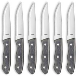 Amefa Cuchillo carne (x6) acero inoxidable + madera madera