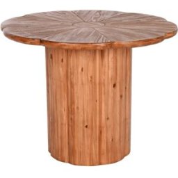 NIYLO Mesa redonda de comedor de madera natural 100x100x77 cm