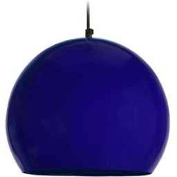 Tosel Lámpara de suspensión globo metal negro pantalla azul