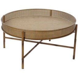 NIYLO Mesa de centro de acero marrón 80x80x38 cm