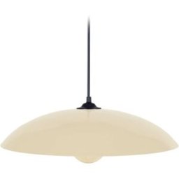 Tosel Lámpara de suspensión cúpula metal negro pantalla beige