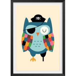 Hexoa Póster de capitán búho con marco negro 30x45cm