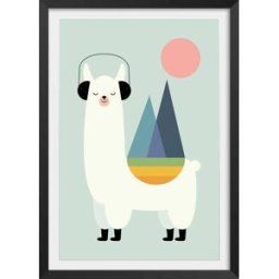 Hexoa Póster de música de alpaca con marco negro 30x45cm