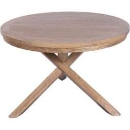 NIYLO Mesa redonda de comedor de madera reciclada marrón 120x120x76 cm