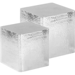 Clicnbuy Mesas de centro 2 piezas aluminio plateado