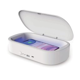Muvit MUGOO0052 Esterilizador UV para Móviles con Cargador Inalámbrico Blanco