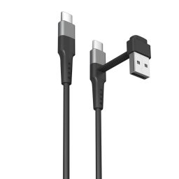 Muvit For Change Cable USB-C + USB a USB-C 3A/15w 0,2m Negro