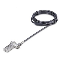 Candado Universal Portátil StarTech.com Negro Plata Combinación 2m Acero Anticorte 3 en 1