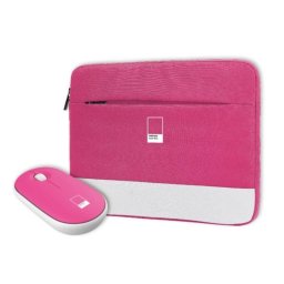 Funda para portátil Pantone 15.6" con ratón inalámbrico, acolchada, rosa, USB, universal