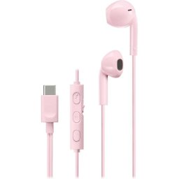 Auriculares JVC HA-FR17UC con cable USB-C para llamadas y música, micrófono y control remoto, rosa