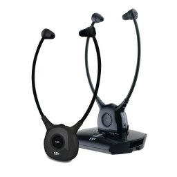 Auriculares CGV Dolphin Onyx Duo inalámbricos 2,4 GHz para TV con base de carga y micrófono negro