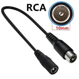 Adaptador Cable Conector DC 5,5x2,5mm Hembra a RCA 10mm Macho