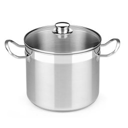 Olla BRA Profesional 24 cm con tapa de cristal 8,5 L acero inoxidable