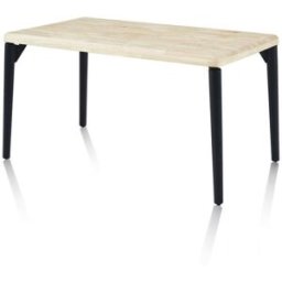 duehome Mesa de comedor fija con patas metálicas 140x80 cm negro roble