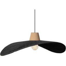Tosel Lámpara de suspensión metal y madera natural pantalla hilo negro