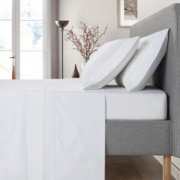 Casa da Laura Sábanas 100% algodón 200 hilos bordado blanco cama 150/160 2 almohad