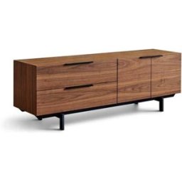 Pondecor Mueble TV de diseño en chapa de madera natural de nogal. 160×42×55H