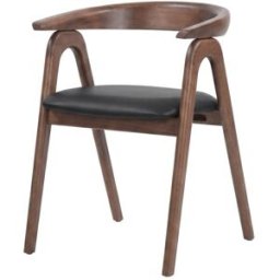 Maison Pavane Silla de madera de caucho marrón y cuero sintético negro
