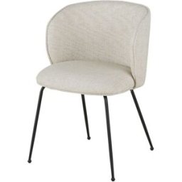 Maisons du Monde Silla de comedor de tela beige y acero negro