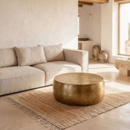 Maisons du Monde Mesa de centro redonda de aluminio dorado Ø99 cm