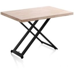 duehome Mesa de centro elevable con patas metálicas 120x49-76 cm negro roble