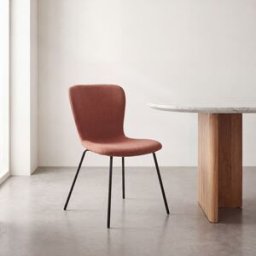 Maisons du Monde Silla de tela de chenilla color óxido y acero negro