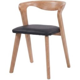 Maison Pavane Silla de madera de caucho rubio y cuero sintético negro
