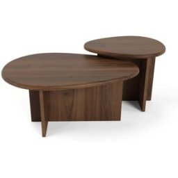 Sia Home Juego de 2 mesas de centro encajables madera contrachapada nogal
