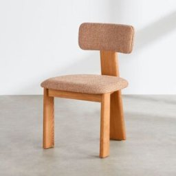 Maisons du Monde Silla de 3 patas de tela ocre moteada y fresno macizo