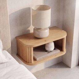 Maisons du Monde Mesita de noche de pared de madera de roble