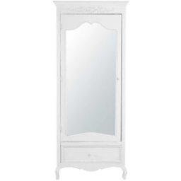 Maisons du Monde Armario de 1 puerta con espejo y 1 cajón blanco