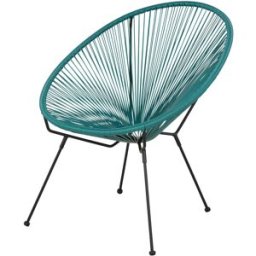 Maisons du Monde Sillón de exterior redondo de acero negro y resina verde celadón