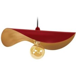 Tosel Lámpara de suspensión irregular metal negro pantalla rojo y oro