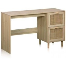 duehome Mesa de escritorio con 2 cajones 120x48 cm melamina pino - rattan