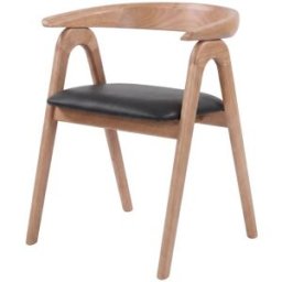 Maison Pavane Silla de madera de caucho rubio y cuero sintético negro