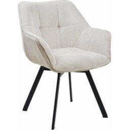 CLP Silla de comedor giratorio en pana crema