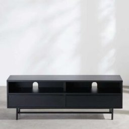 Maisons du Monde Mueble de TV de acero negro mate de 2 puertas 130 cm