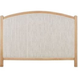 Maisons du Monde Cabecero de mango macizo y tela a rayas beige y negra 160 cm